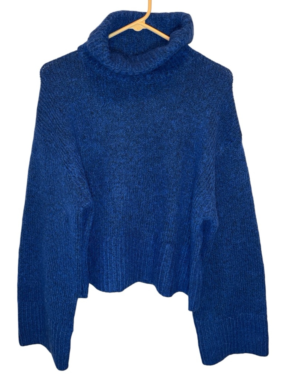 ZARA Blue Chunky Turtleneck Sweater | Alpaca Blend Cropped Oversized Fit XL NWT